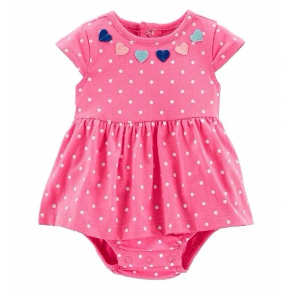 Carter's Baby Girl's Polka Dot Hearts Dress Sunsuit 18m